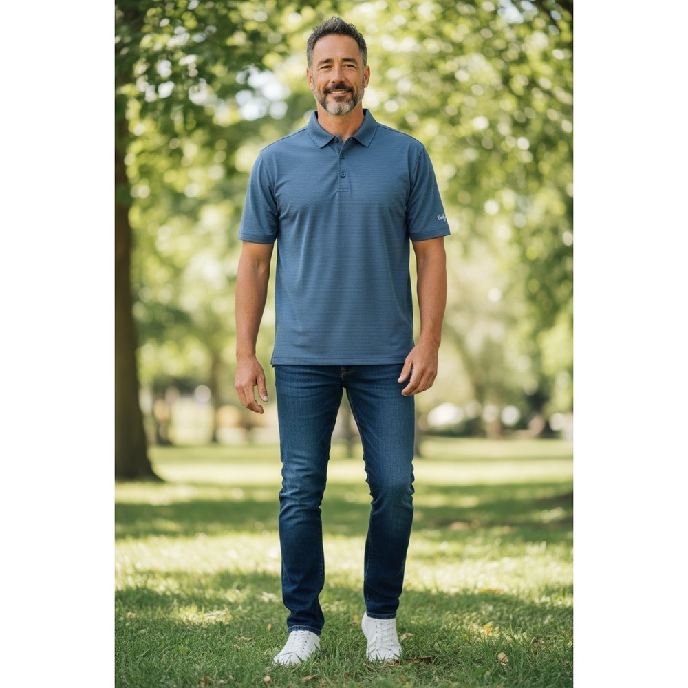 Walter Hagen Mens XL Blue Micro Stripe Perfect 11 Golf Polo Shirt Short Sleeve
